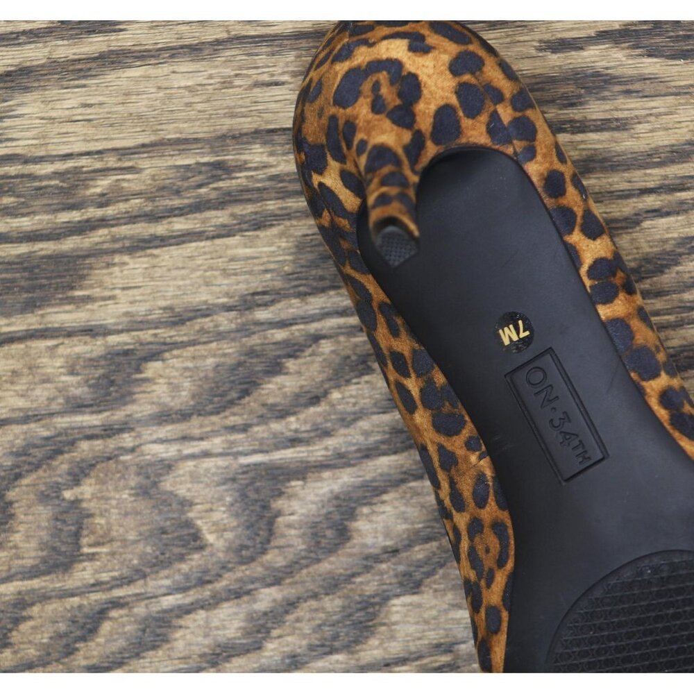 NWT On 34th Womens Jeules Pointed-Toe Slip On Pumps Leopard Microsuede 7M - Picture 12 of 12